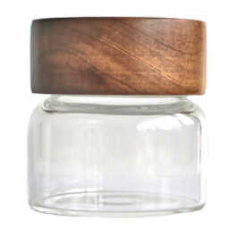 Glass Stash Jar with Bamboo Lid- Flat Top-Smell Proof Jar for Herbs & Spices