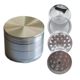 2.5″ Silver Professional Grade Dried Herb Grinder- 4pc-Magnetic Lid-Filter-Sharp Grinder for Dried Herbs