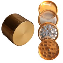 Gold Herb Grinder- 2.5″ 4 Piece Professional Grade herb Grinder