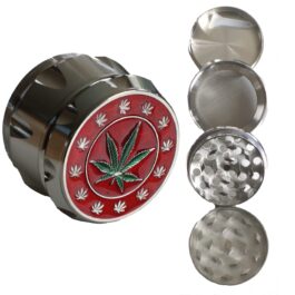 PRO 420 Herb Grinder- 2″ Diameter-Leaf Design- 4 Colors- 4 piece Twist and Grinder