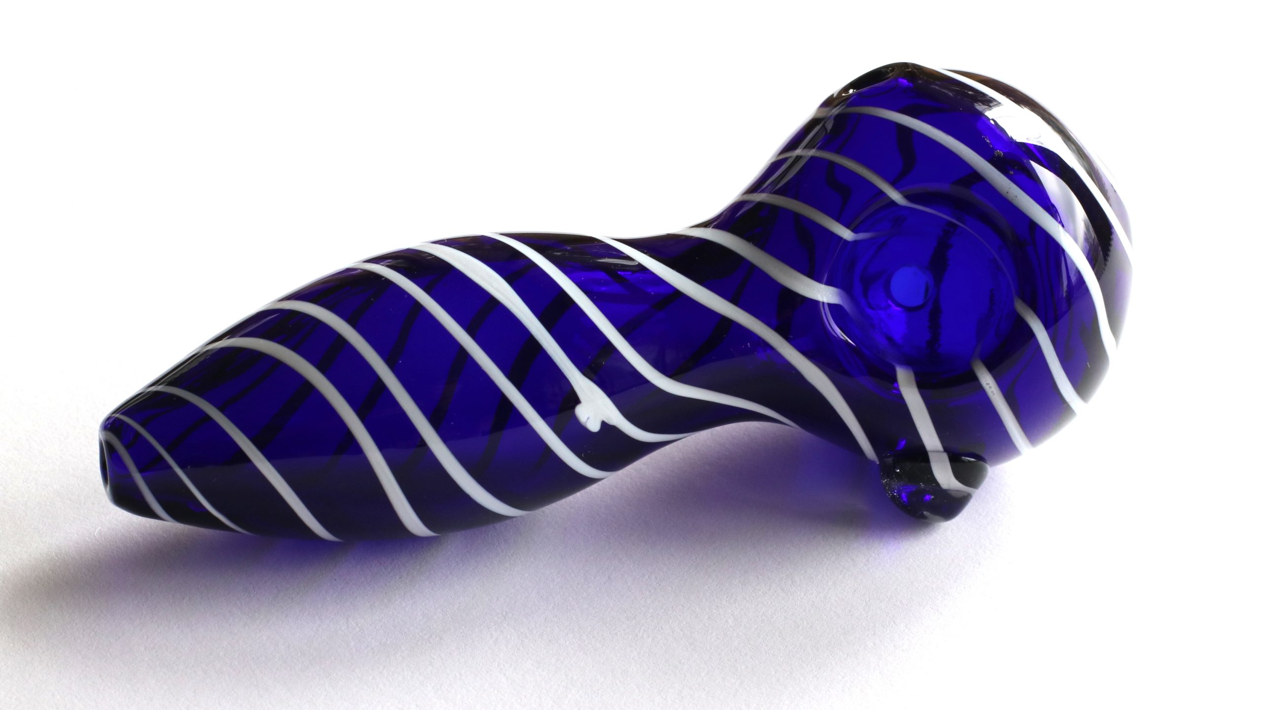 Handmade red blue solid glass smoking weed pipe