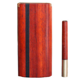 Vermillion 4″ Dugout w/ Ebony inlay & One Hitter Pipe- Pure Class-American Handcrafted Stash Box