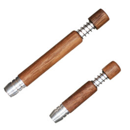 2″ & 3″ Spring Loaded Walnut One Hitter- Self Eject Pipe-Clean Smoking Pipe