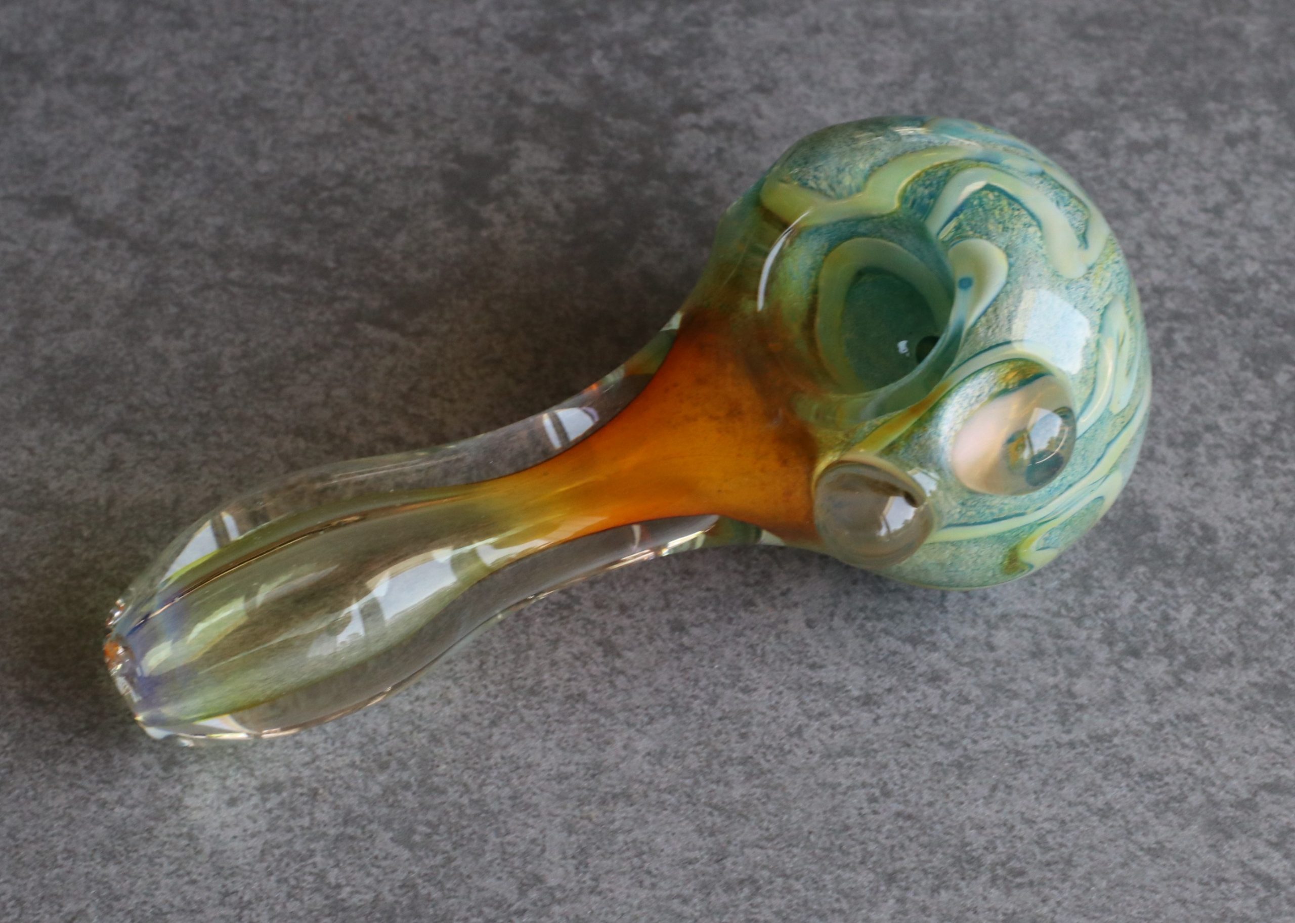 1PC New 4" Mini 7Hole Glass Smoking Pipe Glass Spoon Smoke Pipes Green  Bowl Pipe