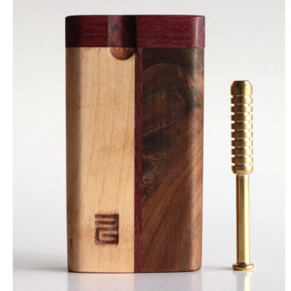 3G Black Walnut & Cherry Dugout- Ribbed Brass One Hitter Pipe- Perfect Gift-American Crafted Stash