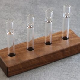 Handcrafted Walnut Pipe Stand- 4 hole stand for one hitter pipes- Glass Pipes Included