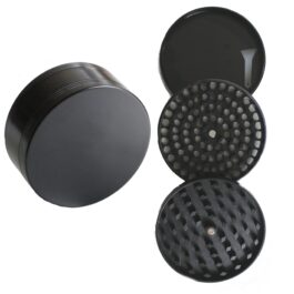 3″ Professional Grade Herb Grinder- 3pc magnetic lid with screen- Top Quality-Black