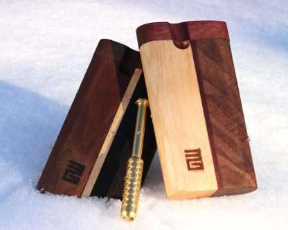 3rd Grain Swivel Lid Dugouts & One hitter pipes-American Crafted Stash Box-Walnut/Cherry Mix - Image 4