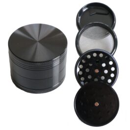 2.5″ Black Professional Grade Dried Herb Grinder- 4pc-Magnetic Lid-Filter-Sharp Grinder for Dried Herbs