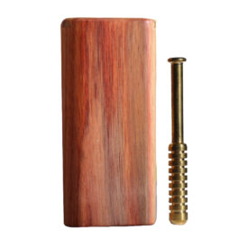 4″ Canary Wood Slider Lid Dugouts w/ One Hitter Pipes-American Crafted Stash Boxes