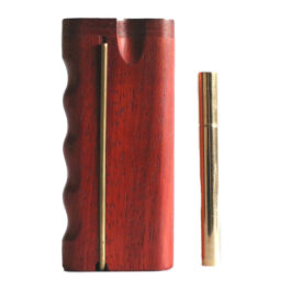 4″ Padauk Swivel Lid Dugout w/poker & One hitter pipe-American Handcrafted Stash Boxes