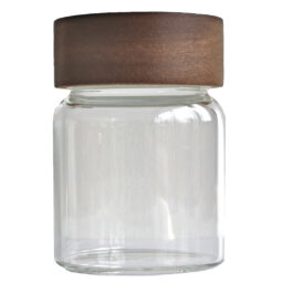 Glass Stash Jar with Bamboo Lid- Flat Top-Smell Proof Jar for Herbs & Spices