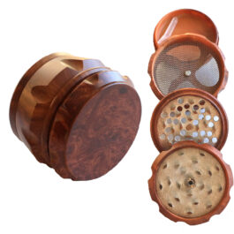 2.5″ Wood Resin Herb Grinder- 4 Piece Grinder with Catch-Screen-Magnetic Lid