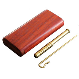 4″ Vermillion Dugout with Snap Lock Lid-One Hitter Pipe & Brass Poker Included