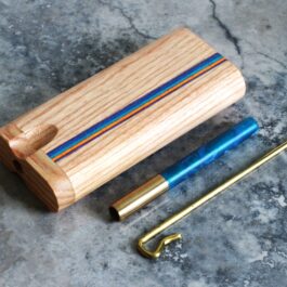 American Ash Dugout & One Hitter Pipe-4″ Stash Box with Swivel Lid