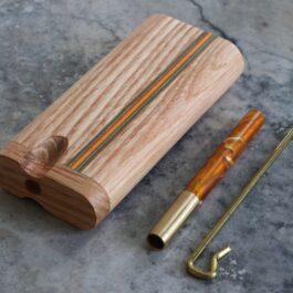 American Ash Dugout & One Hitter Pipe-4″ Stash Box with Swivel Lid