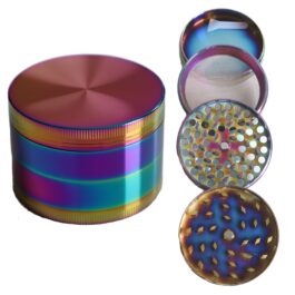 2″ Rainbow Herb Grinder- 4 Part Metal Grinder for Dried Herbs