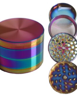 2″ Rainbow Herb Grinder- 4 Part Metal Grinder for Dried Herbs