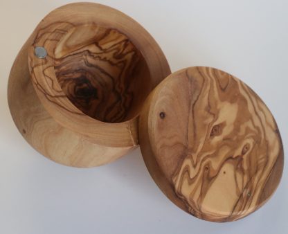 Olive Wood Storage Jar-Round Magnetic Lid - Image 4