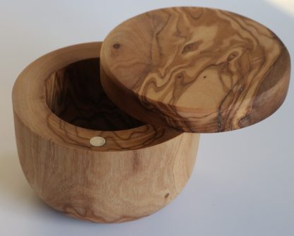 Olive Wood Storage Jar-Round Magnetic Lid - Image 3