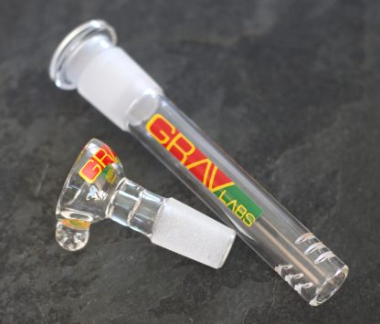 8" GRAV Glass Bong-Water Pipe-Downstem & Herb Slide-Red/Gold/Green - Image 4