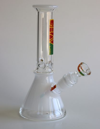 8" GRAV Glass Bong-Water Pipe-Downstem & Herb Slide-Red/Gold/Green - Image 5