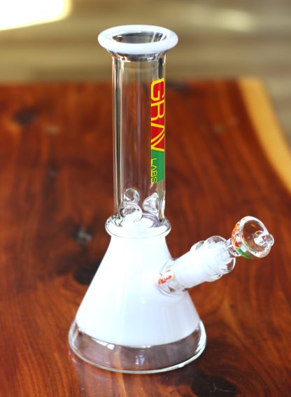 8" GRAV Glass Bong-Water Pipe-Downstem & Herb Slide-Red/Gold/Green - Image 7