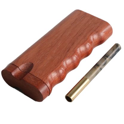 4" Rosewood Spring Lock Dugout & One hitter pipe-Handlebar Grip- American Handcrafted Stash Boxes - Image 5