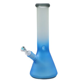 12″ GRAV Frosted Glass Bong-Water Pipe-Downstem & Herb Slide-Blue White Fade Glow in the Dark