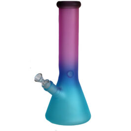 12″ GRAV Frosted Glass Bong-Water Pipe-Downstem & Herb Slide-Blue Purple Fade Glow in the Dark