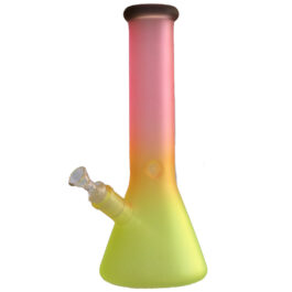 12″ GRAV Frosted Glass Bong-Water Pipe-Downstem & Herb Slide-Lime Strawberry Fade Glow in the Dark