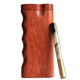 4″ Rosewood Spring Lock Dugout & One hitter pipe-Handlebar Grip- American Handcrafted Stash Boxes