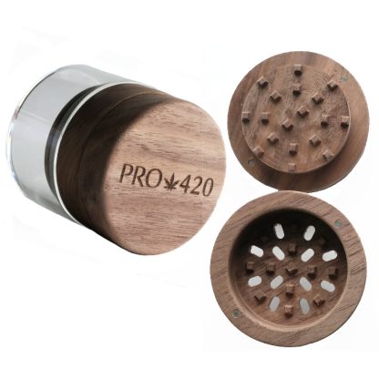 PRO 420 Custom Wood Herb Grinder & Glass Storage Jar