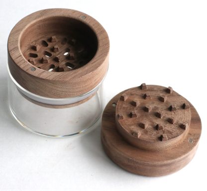 PRO 420 Custom Wood Herb Grinder & Glass Storage Jar - Image 4