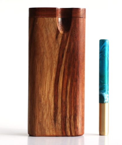 Caribbean Rosewood Swivel Lid Dugout & One Hitter-Classy Handcrafted American Stash Box - Image 2