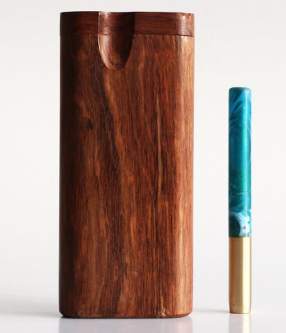 Caribbean Rosewood Swivel Lid Dugout & One Hitter-Classy Handcrafted American Stash Box - Image 3