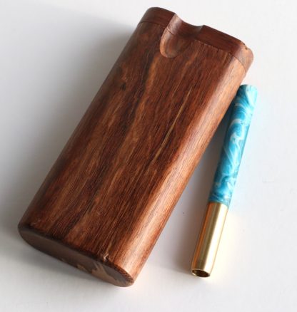 Caribbean Rosewood Swivel Lid Dugout & One Hitter-Classy Handcrafted American Stash Box - Image 4