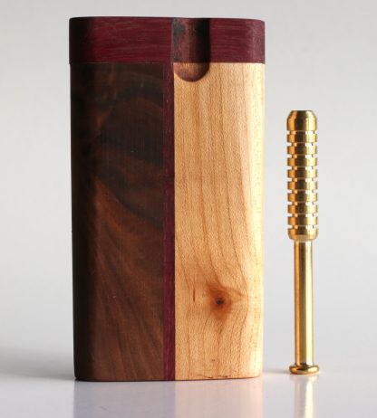 3G Black Walnut & Cherry Dugout- Ribbed Brass One Hitter Pipe- Perfect Gift-American Crafted Stash - Image 2