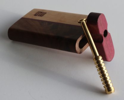 3G Black Walnut & Cherry Dugout- Ribbed Brass One Hitter Pipe- Perfect Gift-American Crafted Stash - Image 4