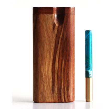 Caribbean Rosewood Swivel Lid Dugout & One Hitter-Classy Handcrafted American Stash Box