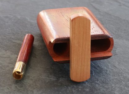 3" Snap Lock Dugout & One Hitter Pipe-Red Padauk-American Crafted Exotic Wood Stash Box - Image 4