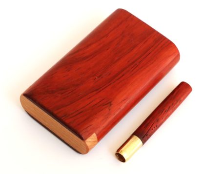 3" Snap Lock Dugout & One Hitter Pipe-Red Padauk-American Crafted Exotic Wood Stash Box - Image 8