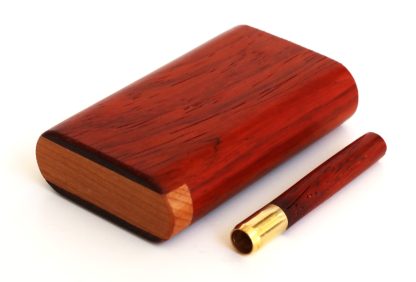 3" Snap Lock Dugout & One Hitter Pipe-Red Padauk-American Crafted Exotic Wood Stash Box - Image 9