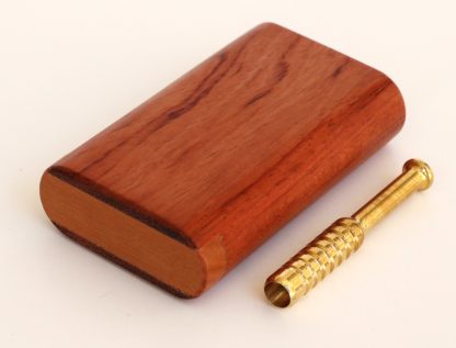 3" Snap Lock Dugout & One Hitter Pipe-Brazilian Cherry-American Crafted Exotic Wood Stash Box - Image 5