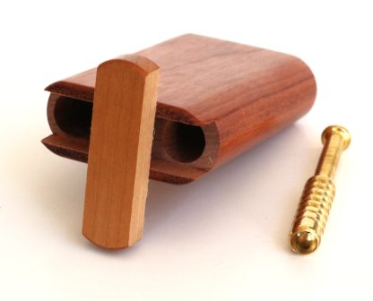 3" Snap Lock Dugout & One Hitter Pipe-Brazilian Cherry-American Crafted Exotic Wood Stash Box - Image 7