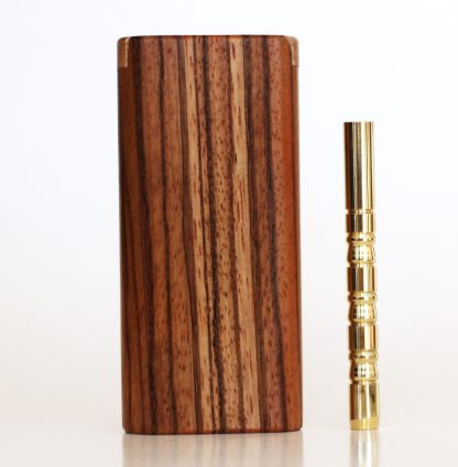 4" Zebra Wood Dugouts & One Hitter Pipe-Snap Top Lids-American Crafted Stash Box - Image 3