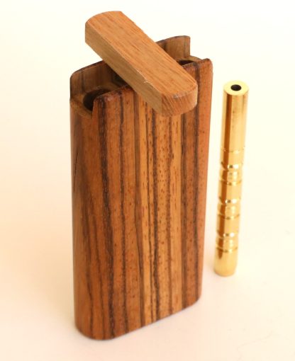 4" Zebra Wood Dugouts & One Hitter Pipe-Snap Top Lids-American Crafted Stash Box - Image 5