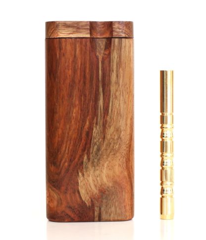 4" Caribbean Rosewood Spring Lock Dugout & One hitter pipe-American Handcrafted Stash Boxes - Image 3