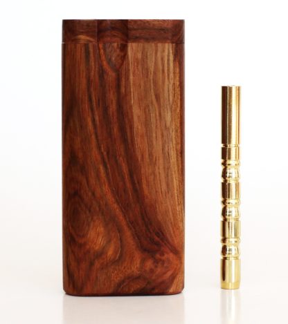 4" Caribbean Rosewood Spring Lock Dugout & One hitter pipe-American Handcrafted Stash Boxes - Image 4