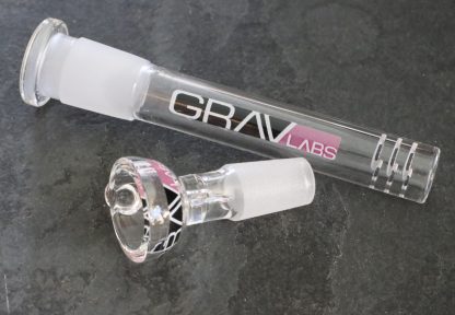 8" GRAV Glass Bong-Water Pipe-Downstem & Herb Slide-Pink/Black - Image 2